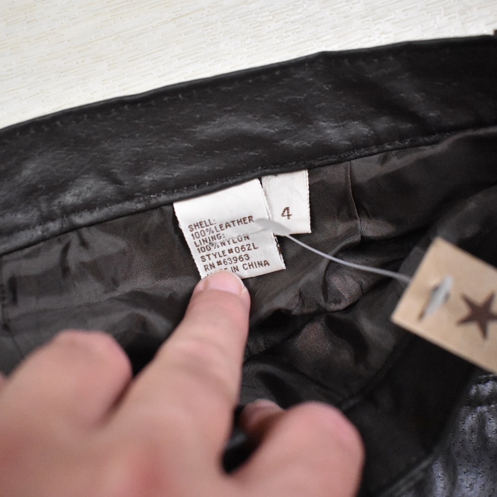 SOLD Y2K Deadstock A.M.I. Brown 100% Leather Pants Size 4 NOS NWT VTG - Picture 7 of 7